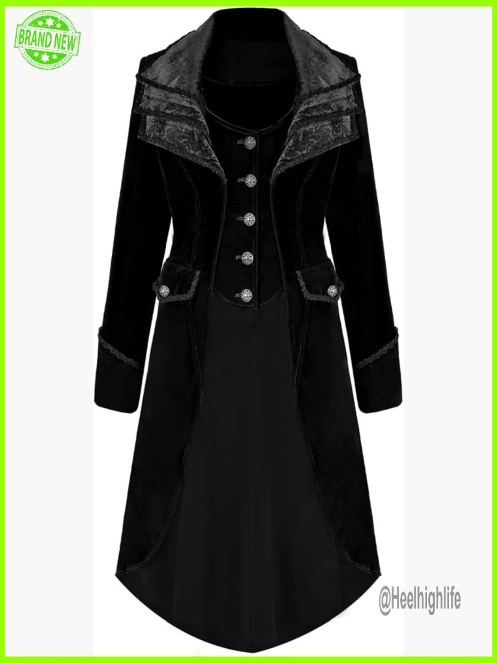 Victorian Gothic Velvet Tailcoat Pirate Jacket Steampunk Long Coat Costume